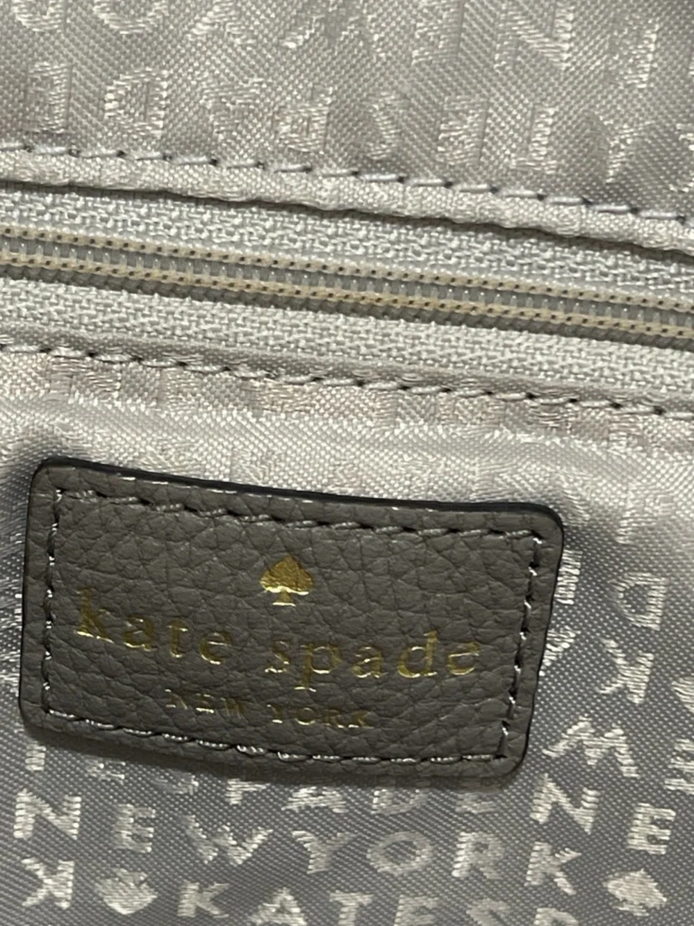 kate spade Pebbled Leather Tote in Charcoal with Suede Sides
